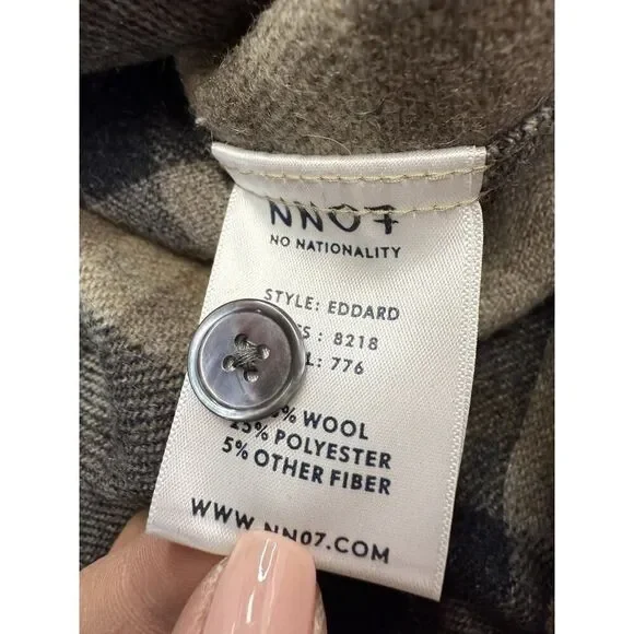 NN 07 Eddard Plaid Button-up Wool Blend Shirt Jacket Italian fabric L